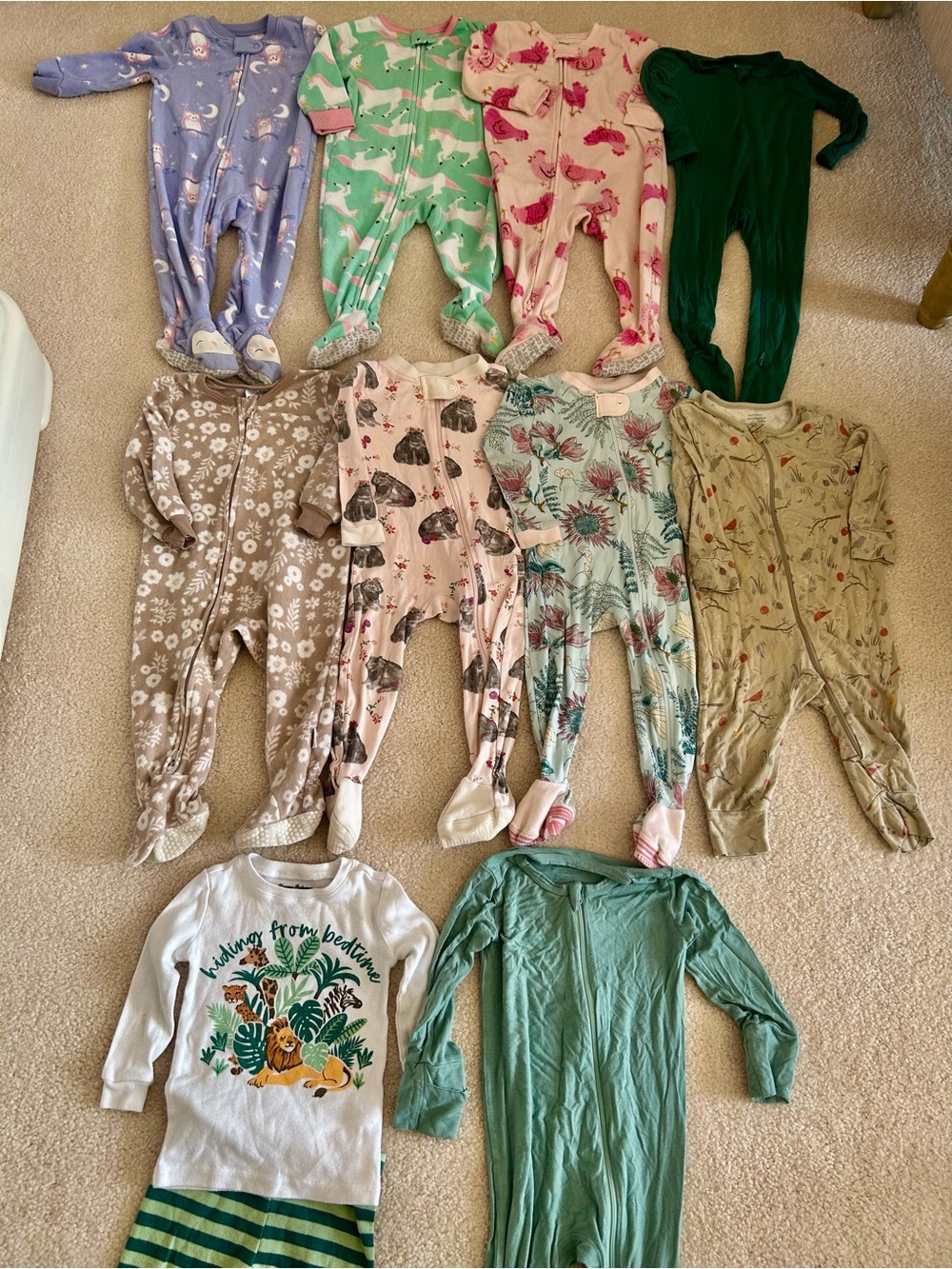 Bundle of 10 Pairs of Pajamas Sz 12 Months & 12-18 Months